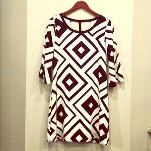 Zouk:  Bell Sleeve Black & White Cocktail Dress